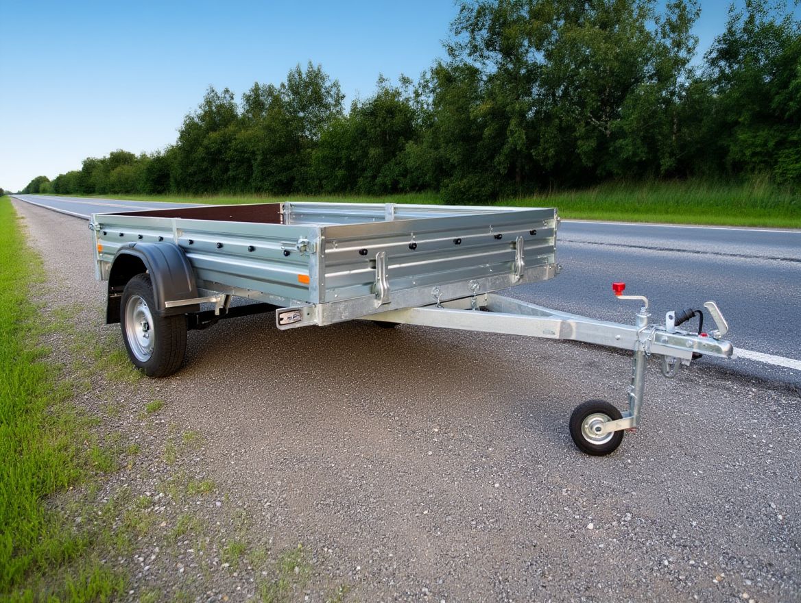 Прицеп для автомобиля на фоне дороги