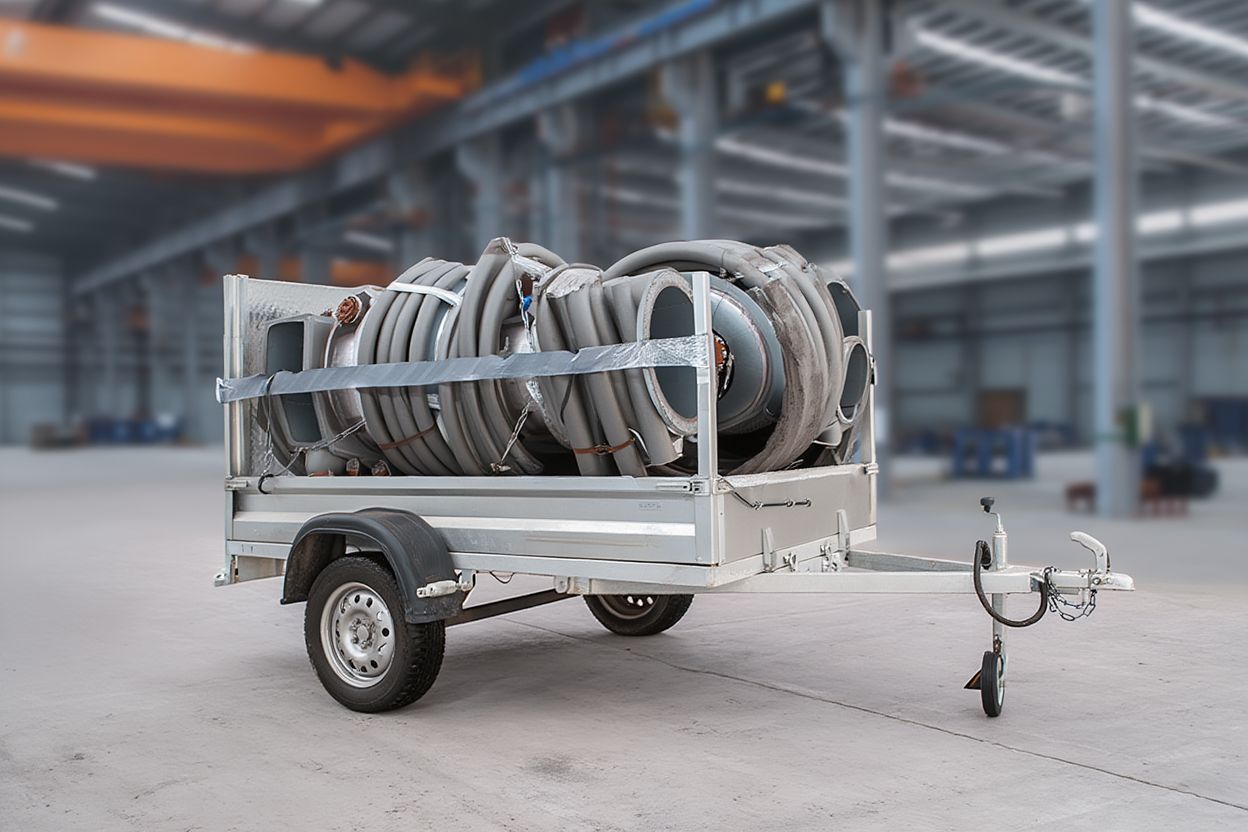 Демонстрация пневматических труб на бортовом прицепе