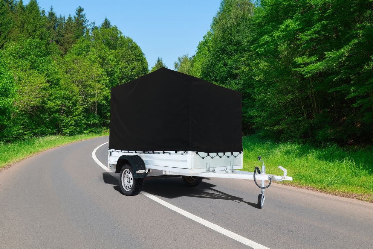 Тентованный бортовой прицеп на фоне природы