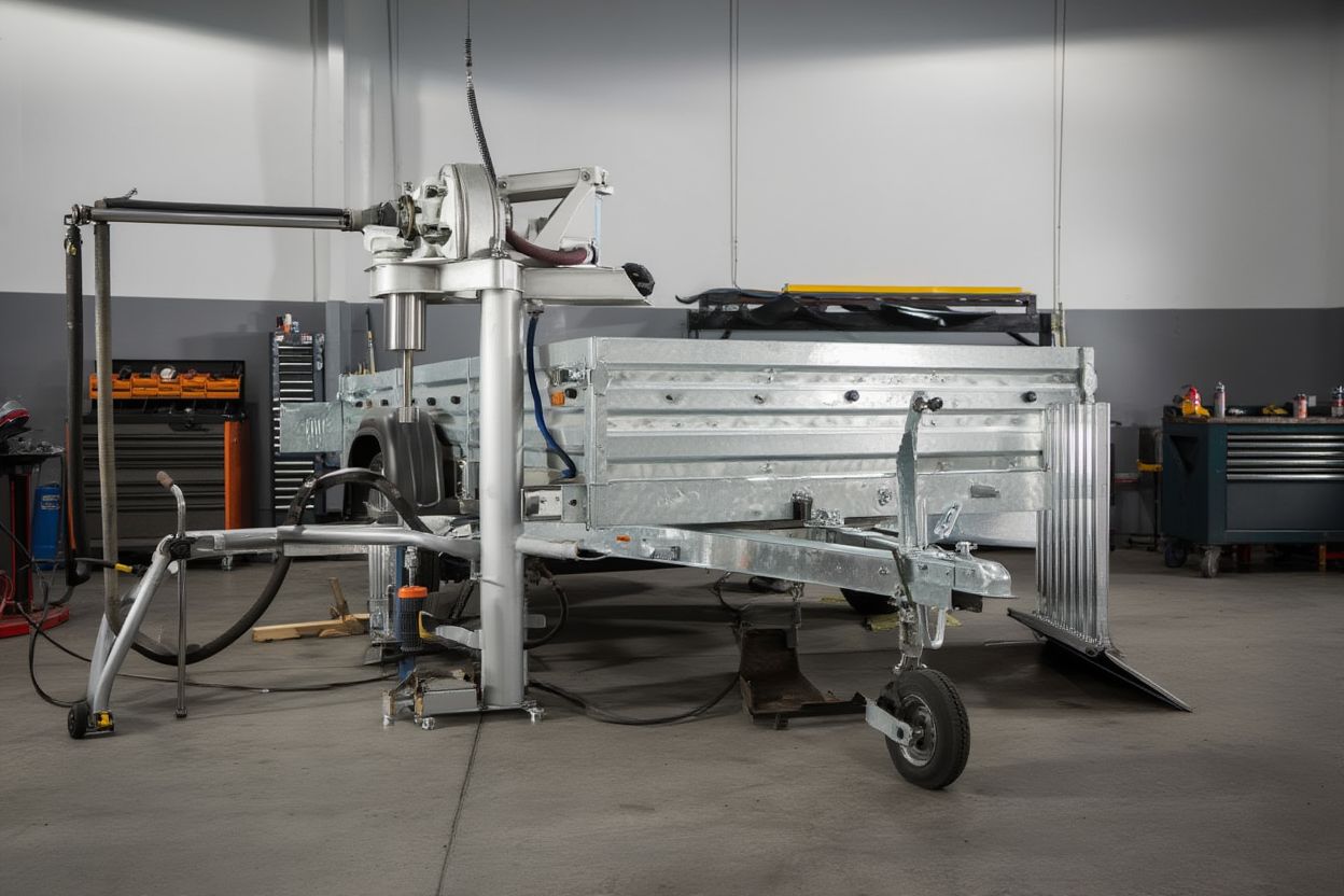 Ремонт изгибов бортов прицепа с использованием гидравлического пресса