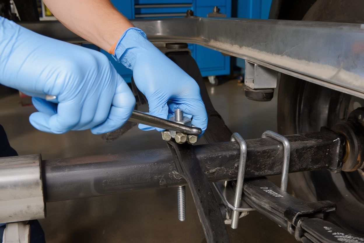 Процесс установки дополнительных листов для рессор