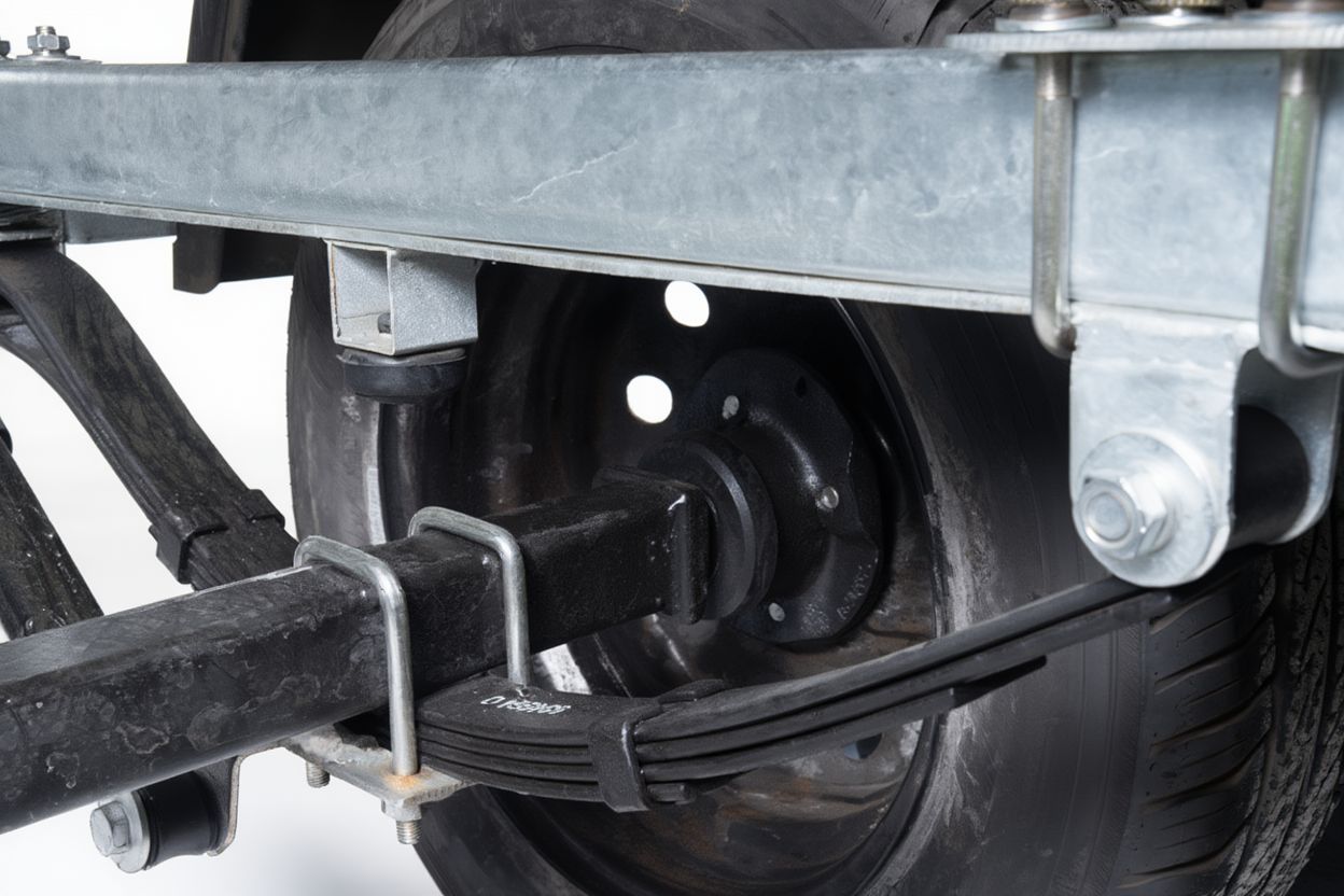 Готовый прицеп с установленными дополнительными листами для рессор